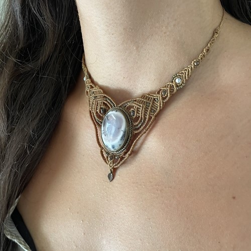 Μακραμέ κολιέ με Δενδρίτη