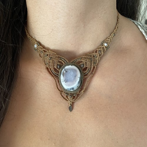 Μακραμέ κολιέ με Δενδρίτη