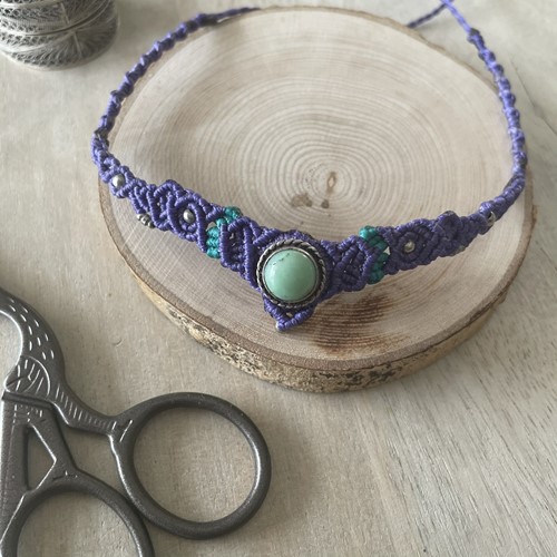 Μακραμέ Τσόκερ με Χρυσοπράσινο