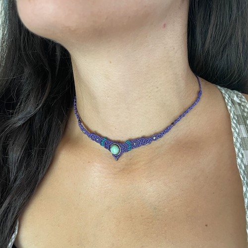 Μακραμέ Τσόκερ με Χρυσοπράσινο