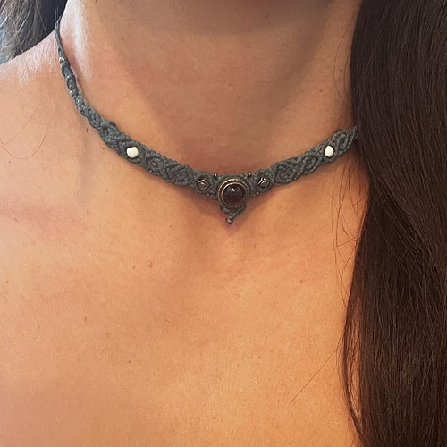 Μακραμέ Τσόκερ με Χρυσοπράσινο