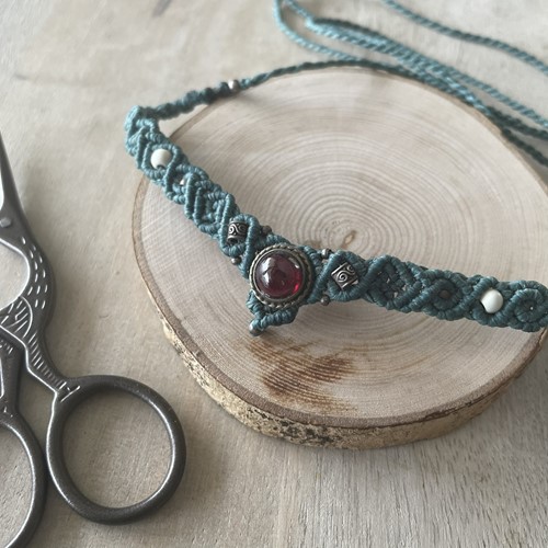 Μακραμέ Τσόκερ με Χρυσοπράσινο