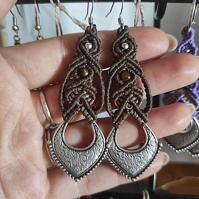 Boho σκουλαρίκια με μάτι του τίγρη 